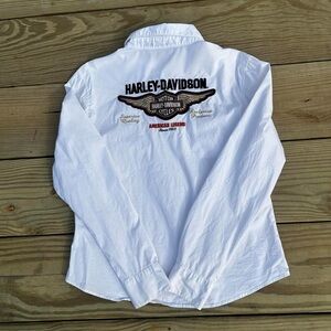 Harley-Davidson White Casual Button Down Shirt